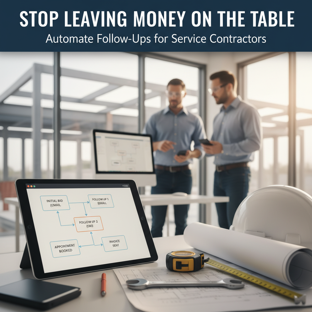 I want an image that represents this blog post: Stop Leaving Money on the Table: How to Automate Follow-Ups for Service Contractors