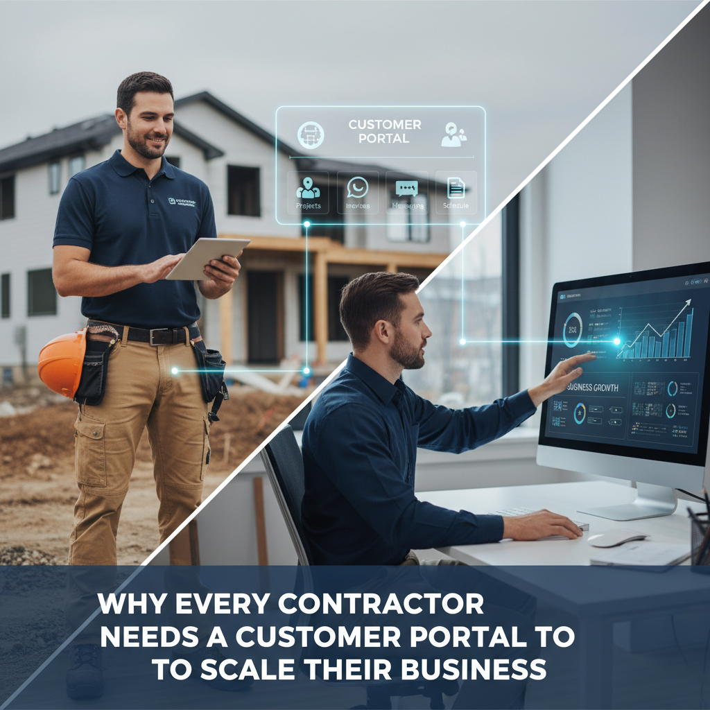 Create an image that represents this blog title: Why Every Contractor Needs a Customer Portal to Scale Their Business