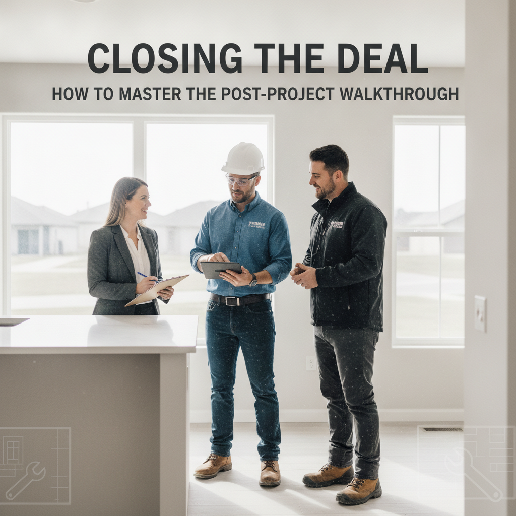 Create a blog Post image that reflects this title: Closing the Deal: How to Master the Post-Project Walkthrough